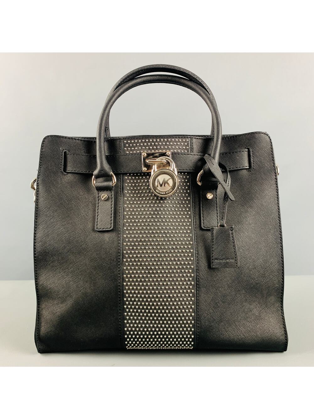 MICHAEL by MICHAEL KORS Black Studded Coated Canvas Tote Handbag